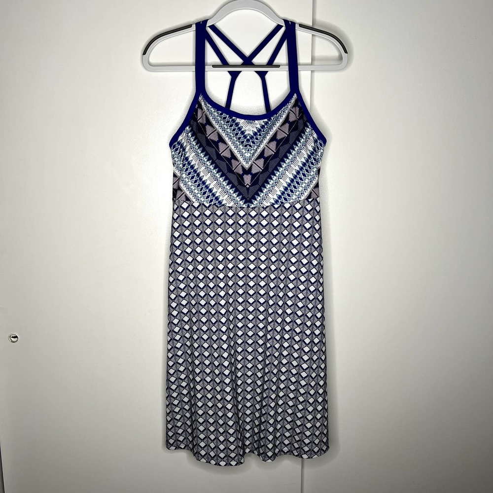 Prana Cora Geometric Print Womens Dress Sashay Indigo L
